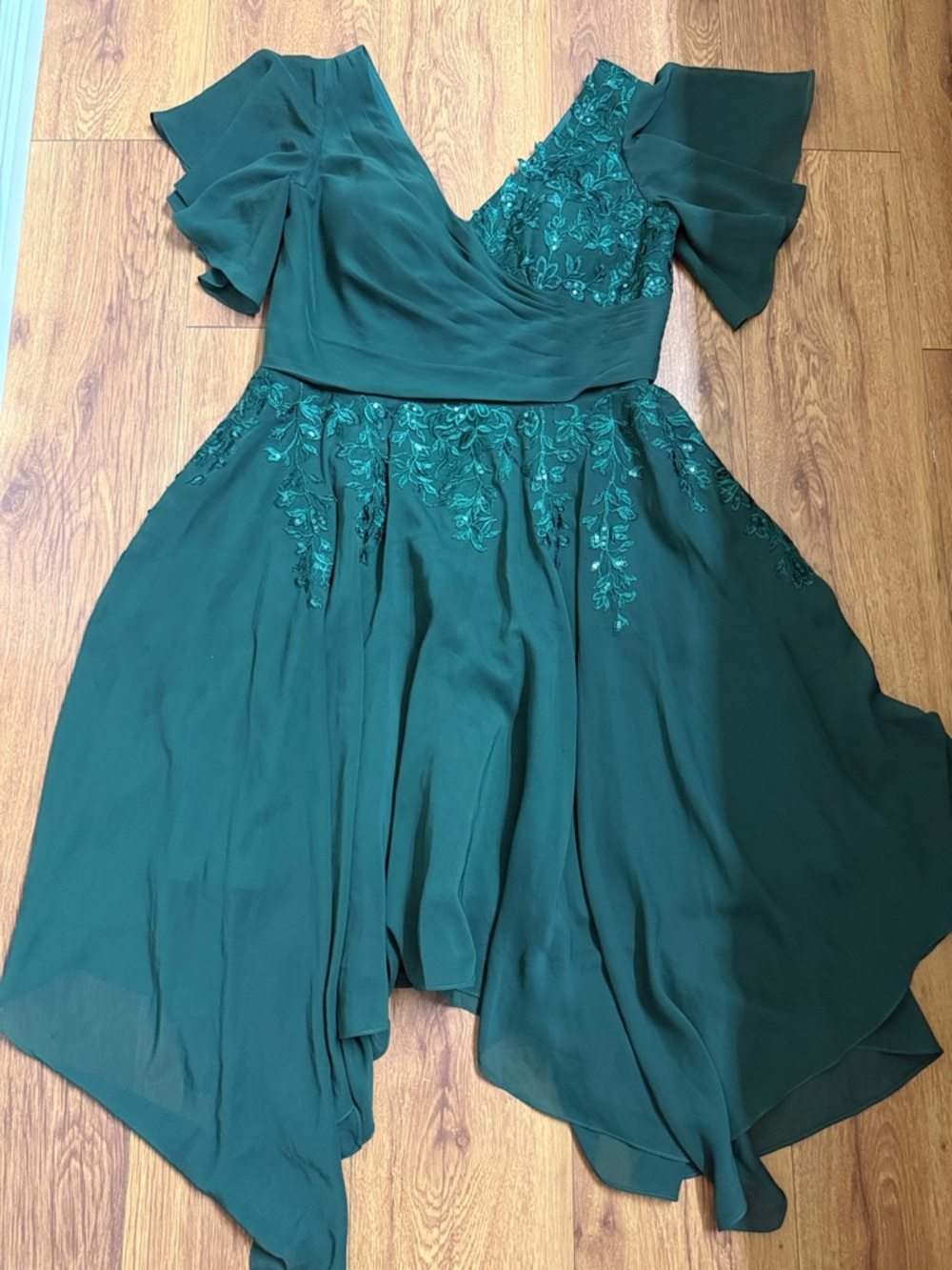 JJs House Forest Green Embroidered Midi Dress